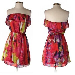 Miss Me Red and Orange Off-the-Shoulder Dress